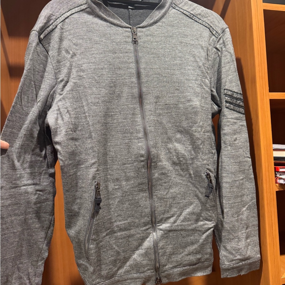John Varvatos Gray Zip Up Sweater